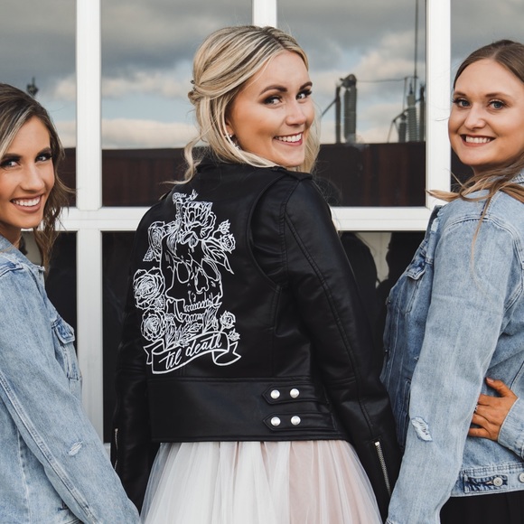 HAND PAINTED Blank NYC Leather Jacket - Picture 9 of 10